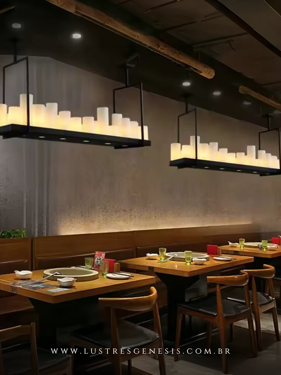 Lustre Pendente Moderno Com Cilindros De Vidro E Luz Direta